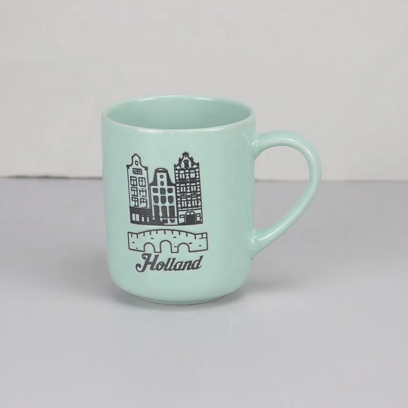 Factory Price Wholesale Custom Printed Silk Screen Stoneware Windmill Ceramic Souvenirs  Gift Coffee Mugs Personalized Design