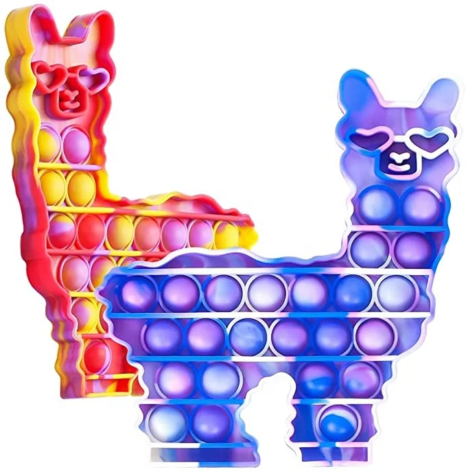 Fidget POP Toys Llama Silicone Bubble Sensory Alpaca Stress Anxiety Restless Reliever Decompression Squeeze Toy for Stressed