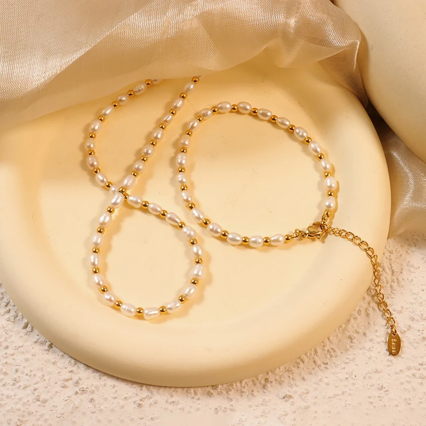 Fine Jewelry Jewelry Sets Waterproof Natural Fresh Water Oval Pearl Necklace Bracelet Freshwater Pearl Beads Necklace