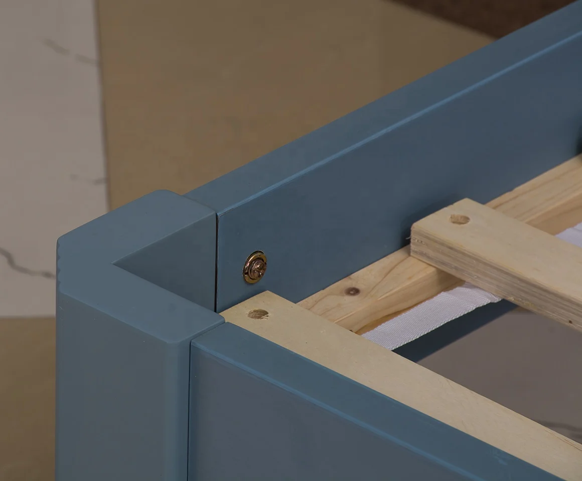 NOVA YHAA005 Sturdy Slat Bed Design Ink Blue Bed Crafts Style Furniture Kingsize Bed