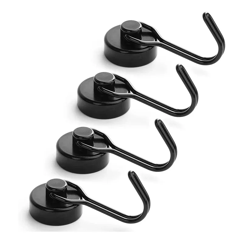 Powerful magnet metal punch-free black silver traceless hang tool magnetic rotating hook