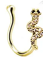 Xjy OEM sexy nose ring snake nose cuffs  clip on nose hoop  CZ non piercing  jewelry for woman man