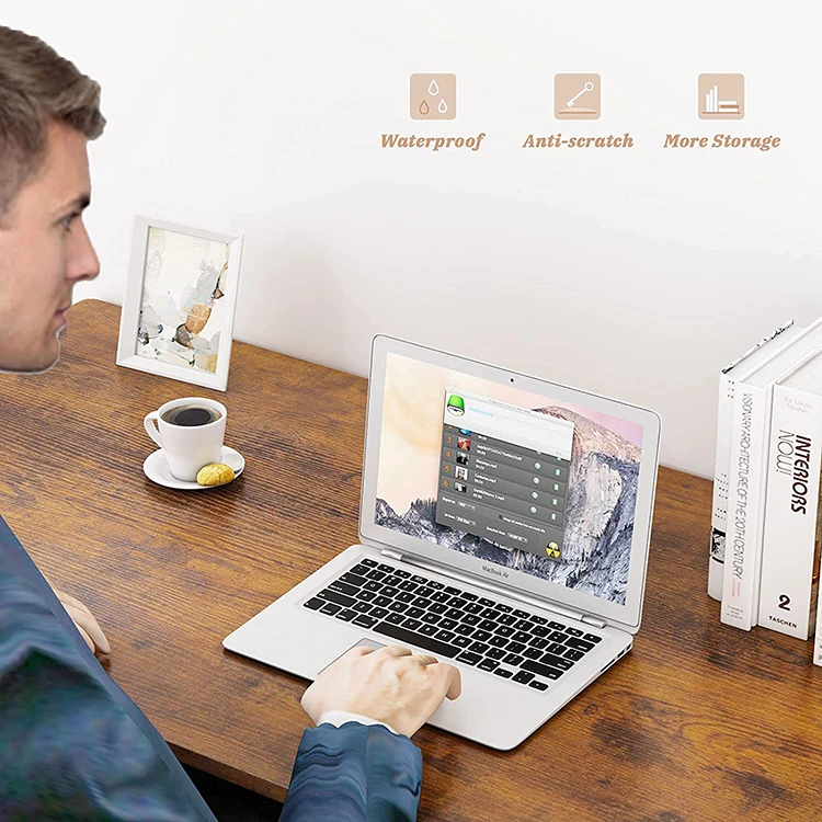 Modern Wooden and Metal Basics Corner Bookshelf Office Computer Study Studying Writing Table Desk With Storage Shelf Shelves