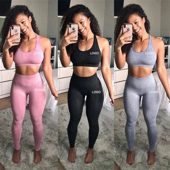 
2021 Women Fitness Yoga Workout Gym Bra Plus Size Fitness Leggings Sets Underwear Seamless Activewear Set 