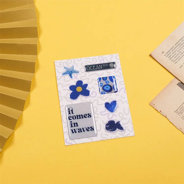 Russian direct supply adhesive sticker 3D resin dome crystal sticker phone case blue epoxy sticker