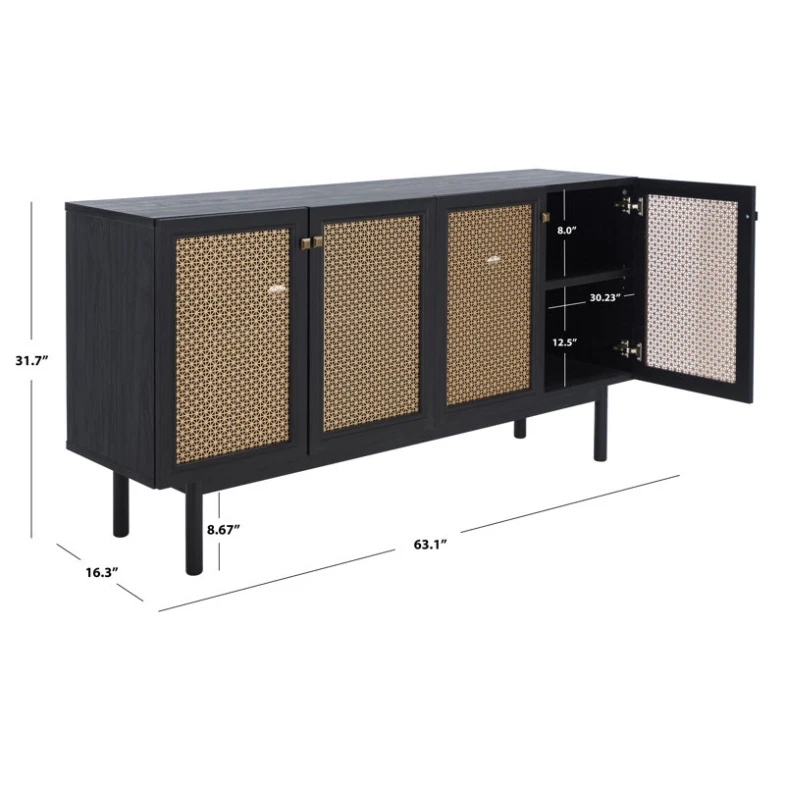 24 Years Factory Direct Wooden Luxury Rounded Legs TV Console with 4 Lattice Mesh Door
