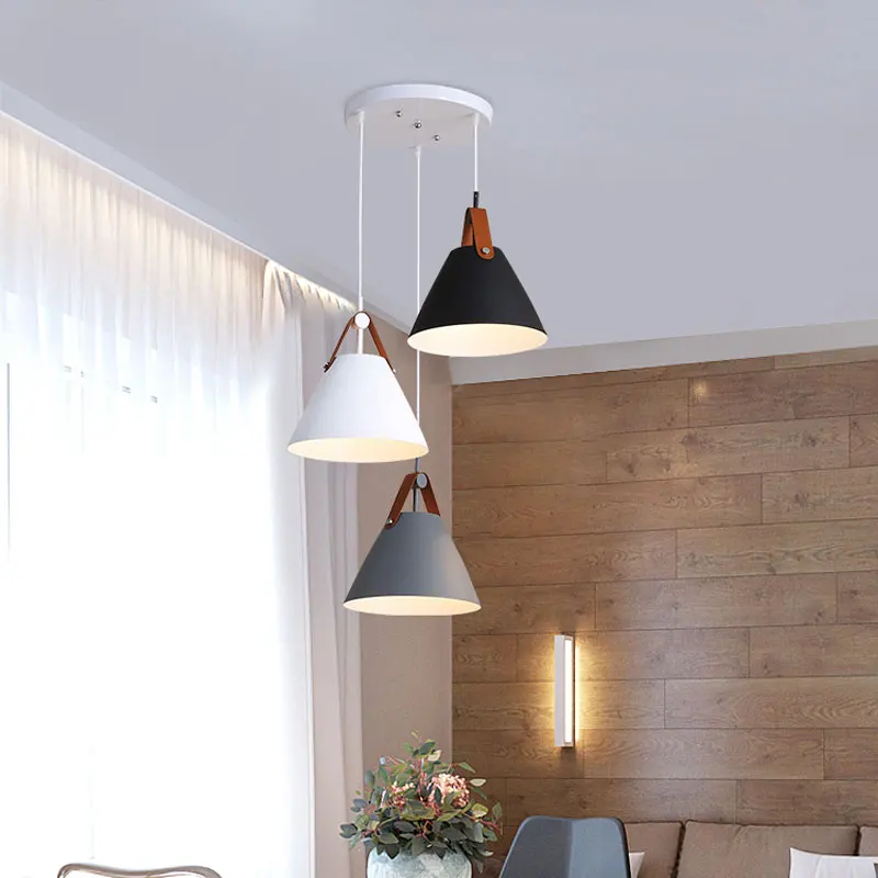 Zhongshan supplier creative art cafe dining room metal modern hanging pendant lights nordic pendant cone lamp