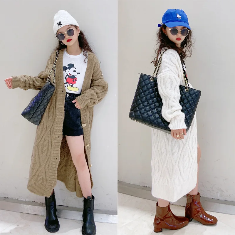 2020 fashion girls knitted long baby cardigan sweater wholesale