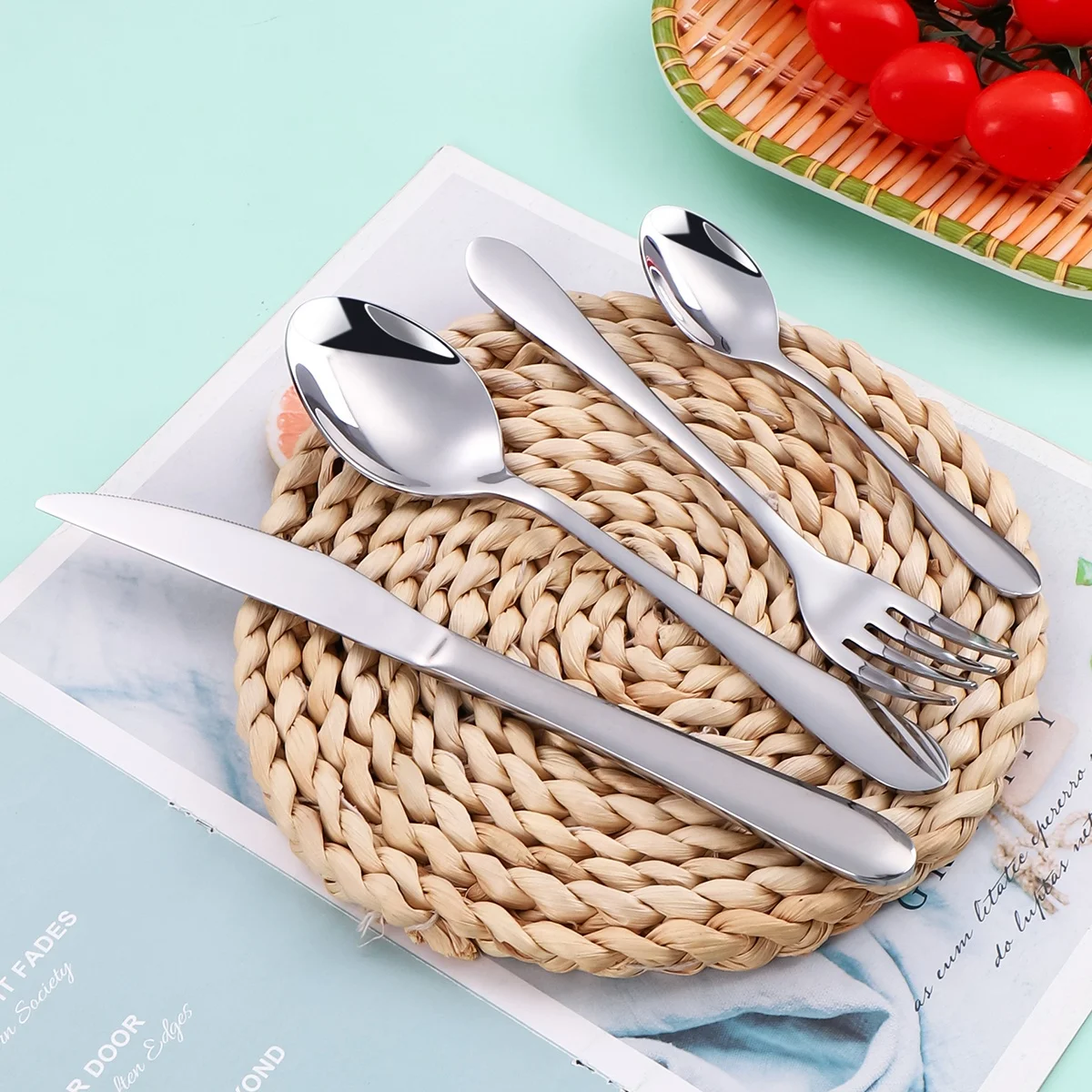 SS430 Cutlery Set Gold Plated Metal Spoon Fork Knife Set Stainless Steel Flatware Sets for Restaurant Hotel