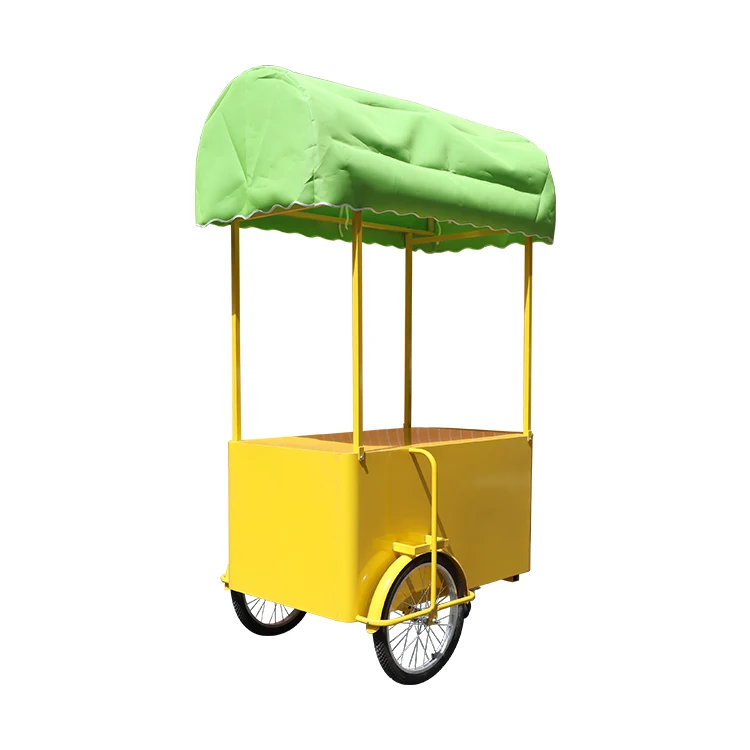 Colorful customization mobile hand push cart ice cream outdoor business display showcase food cart hot dog kiosk cart