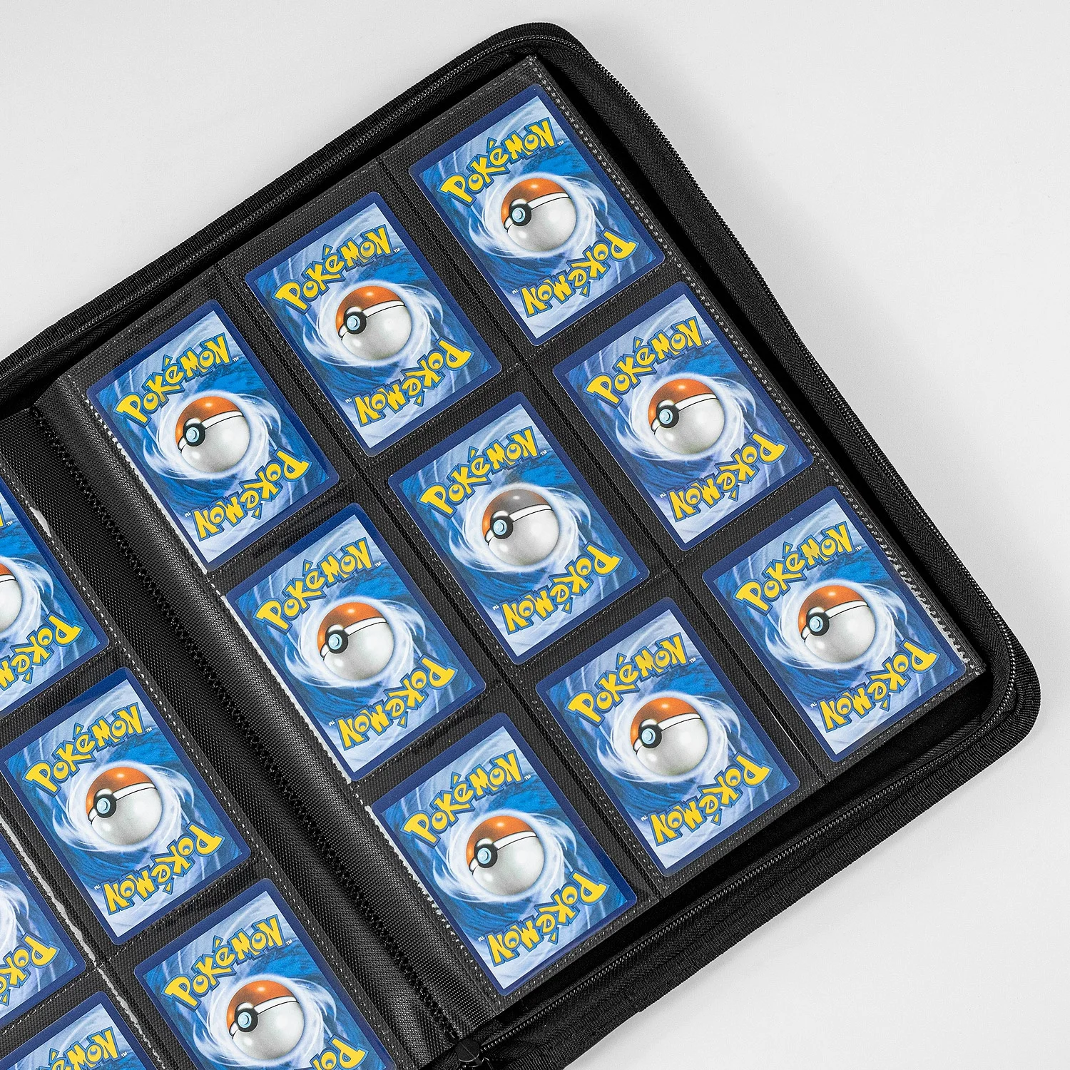 Premium 9 Pocket Waterproof Card Collector Folder Premium Black Zipper PU Leather Trading Card Album for 360 Cards