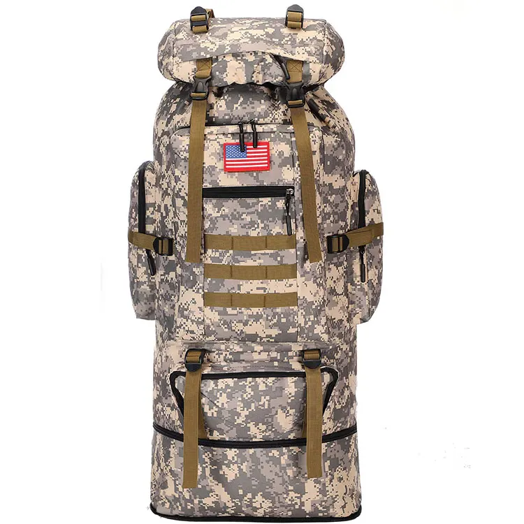 Outdoor travel backpack waterproof rucksack army, 100L large men tactical army bag backpack military