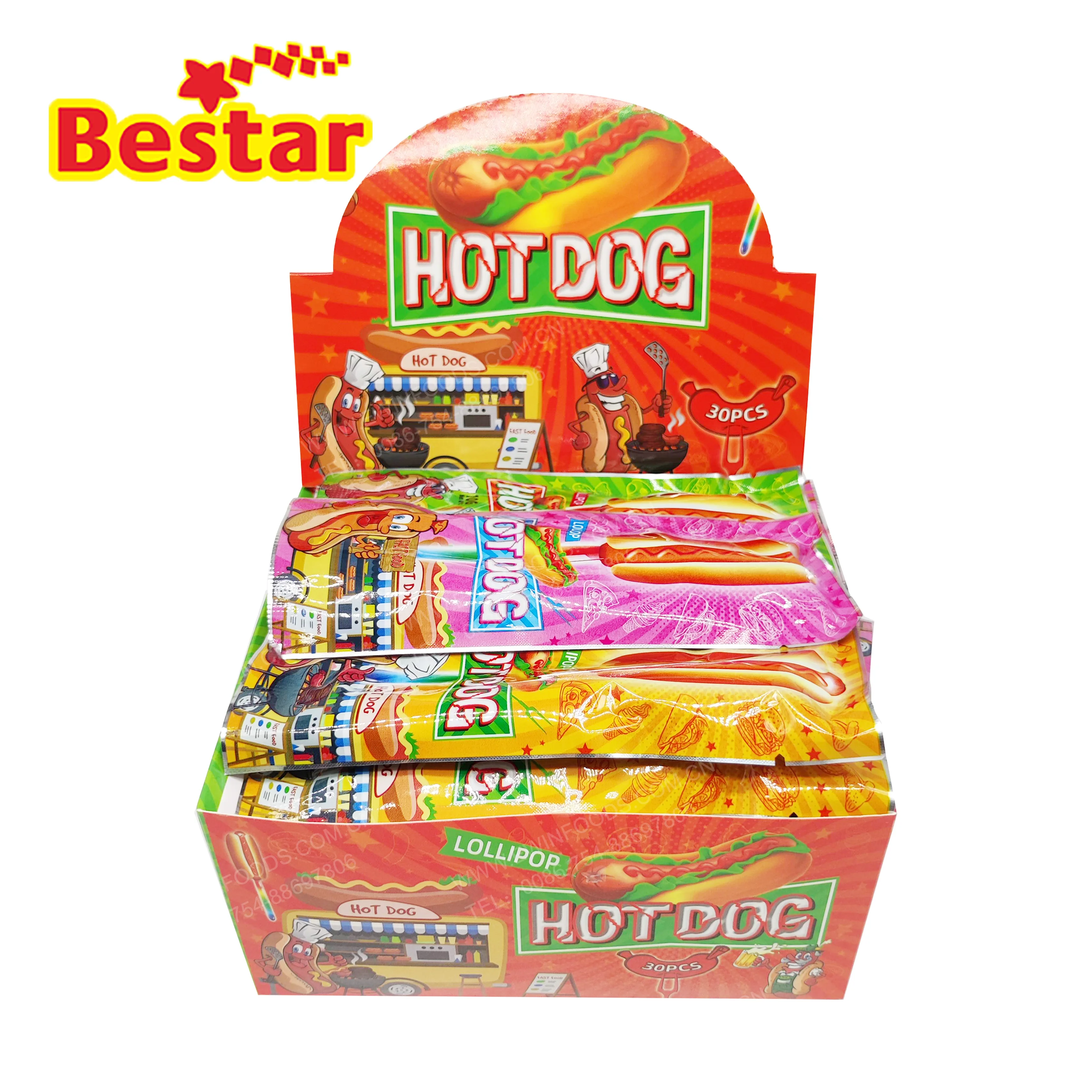 10g hot dog lollipop in box colorful glow stick fluorescent lollipop sweet fruit flavor hard candy lollipop