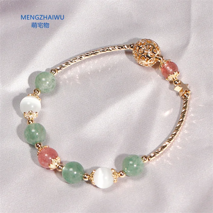 Canada fashion jewelry accessory Opal handmade pearl bracelets laddies girls stone crystal colorful beaded bracelet