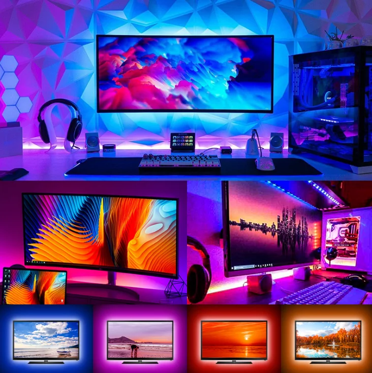 Cheap 0.5M 1M 2M 5M 5V WIFI  Remote Control Smart RGB TV Backlight LED Strip Light for 30inch-60inch computer tv