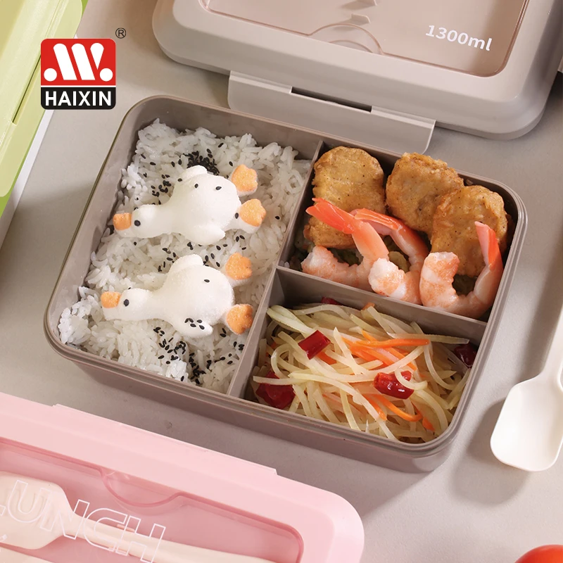 Kitchen organizers to go fruit cutlery 3 compartment bento food storage container take away plastic lunch box w/fork and spoon