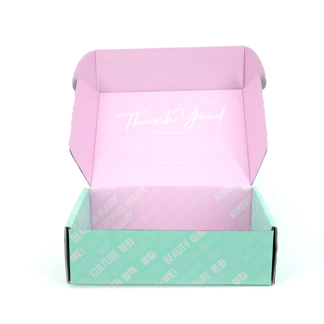 Wholesale custom printed unique corrugated 9x9x3 shipping boxes custom pink and green jewelry gift box jewelry box