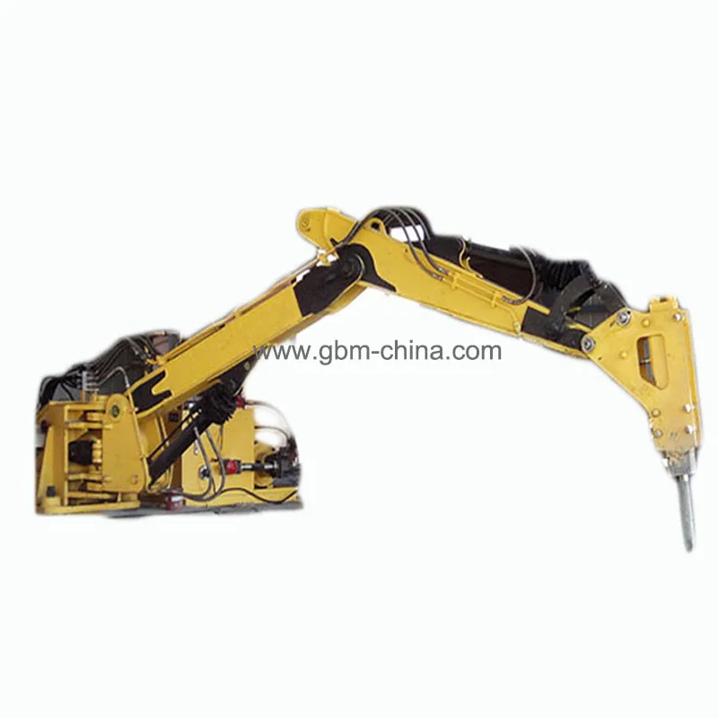 Fixed boom hydraulic hammer rock breaker system