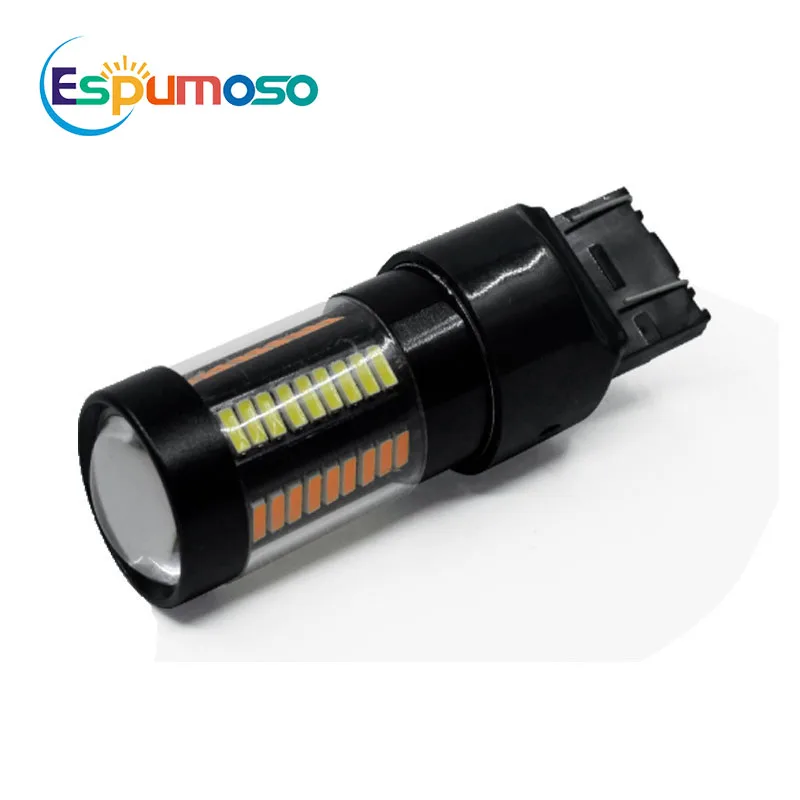 Dual Colors White Amber With Conversion Car Driving Light 12V 4014 Led Bulbs 66 SMD 3157 1157 BAY15D Led DRL Turn Light Signal