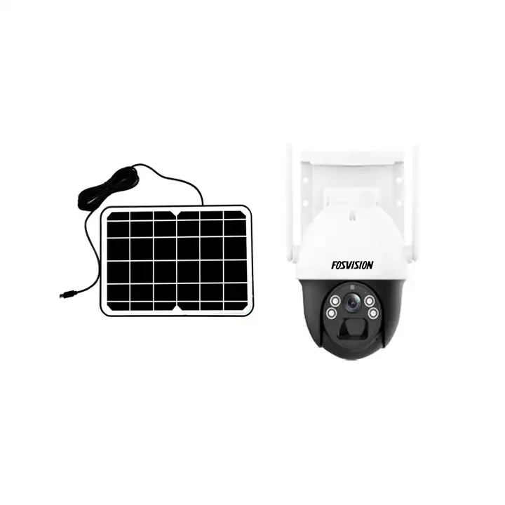 fosvision WiFi 4MP Solar Panel Security IP Camera PTZ Dome Battery Surveillance Cam PIR AI Human Detection Color Night Vision