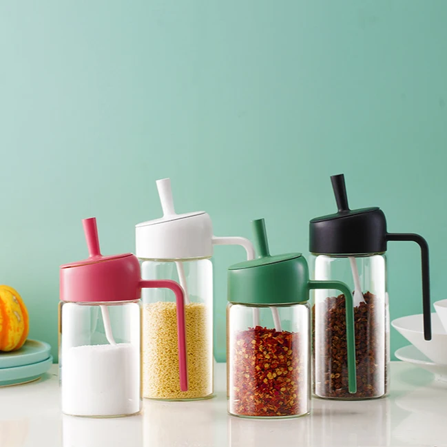 250 мл цилиндрическая Бессвинцовая стеклянная банка для специй и ложка контейнер для хранения соли и специй