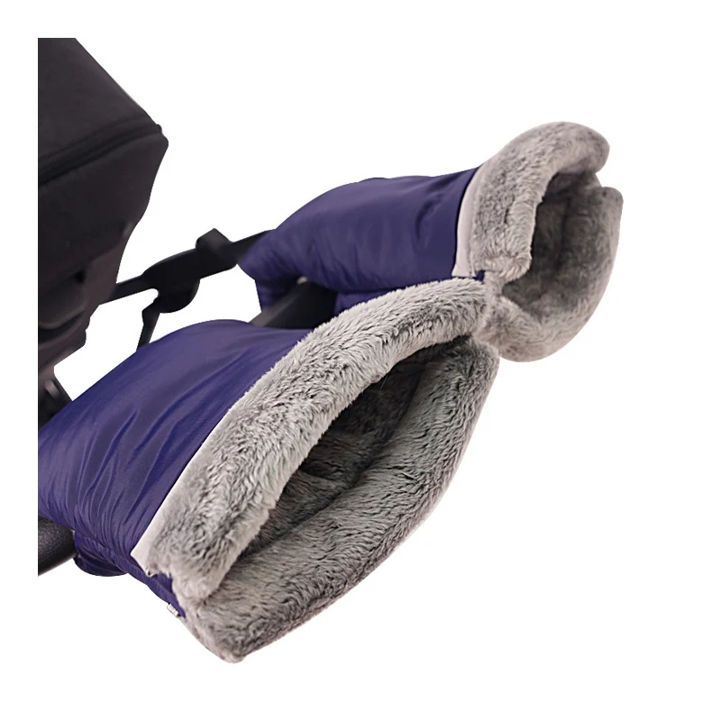 Winter Baby Stroller Hand Muff, Windproof Pram Hand Warm Stroller Gloves, Snowproof Stroller Handle Hand Warmer Muff  With Fur