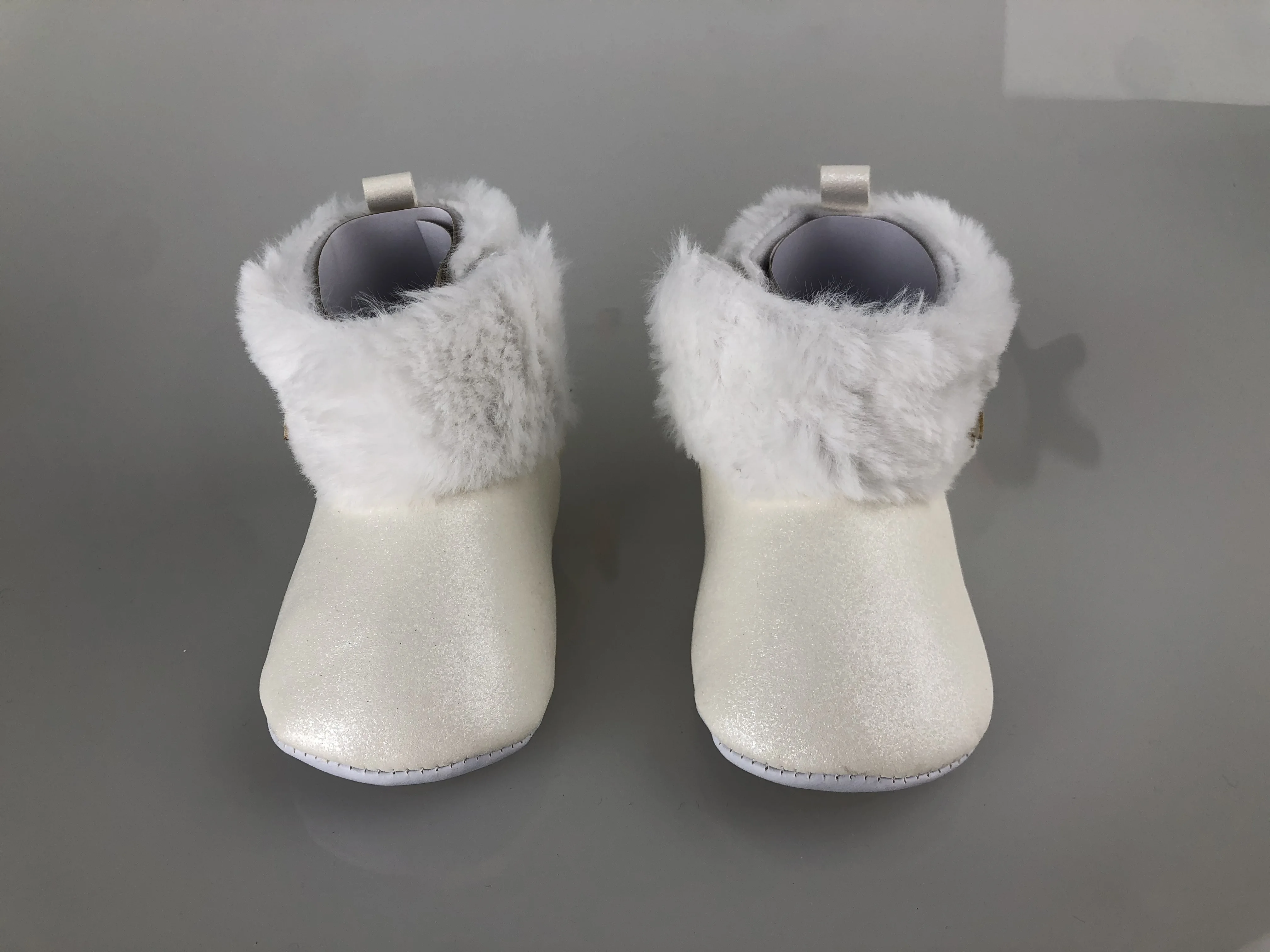 White newborn girls fur winter warm kids snow shoes ankle toddler baby ur