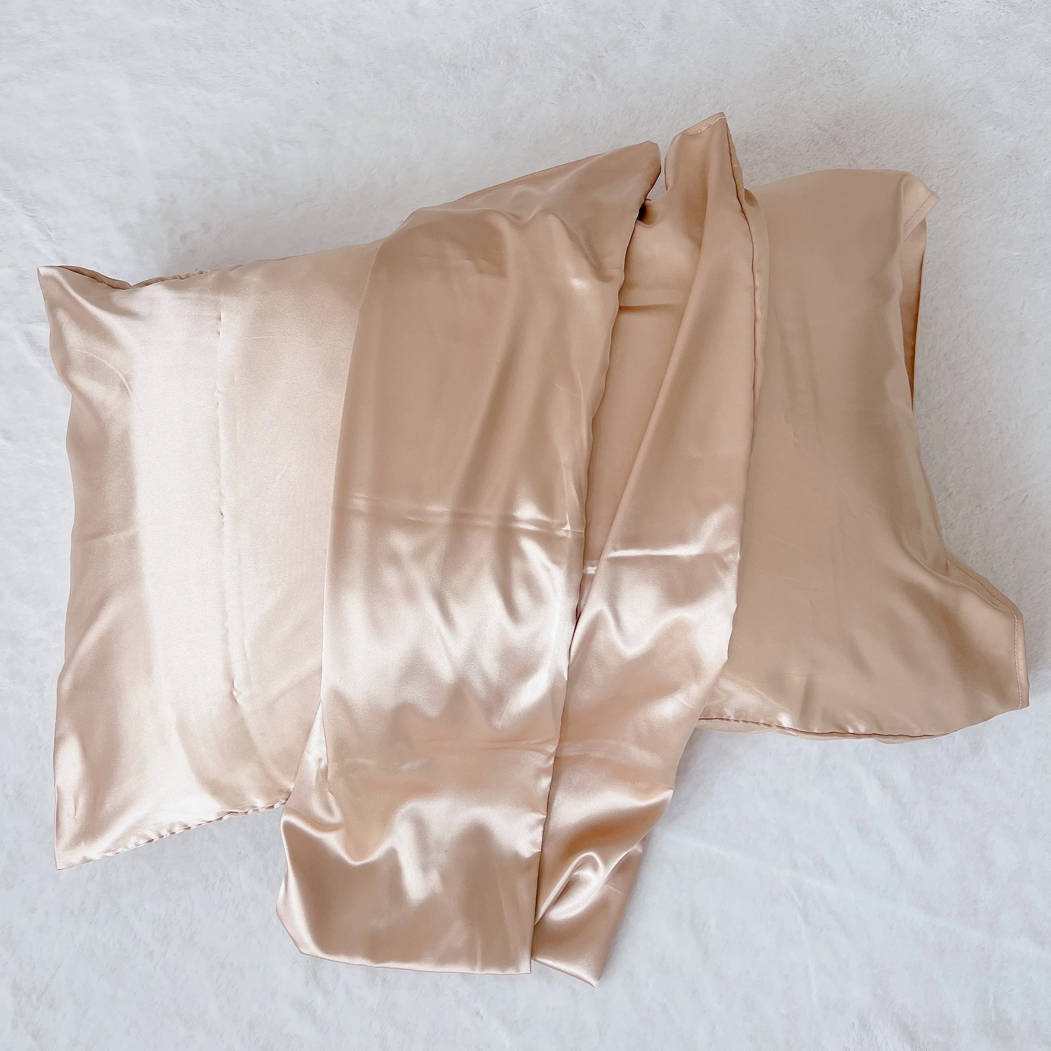 Heenlong New 20*30Inch Silk Pink Soft Breathable Cooling Silky Satin Envelope Pillow Cases for Hair and Skin Care