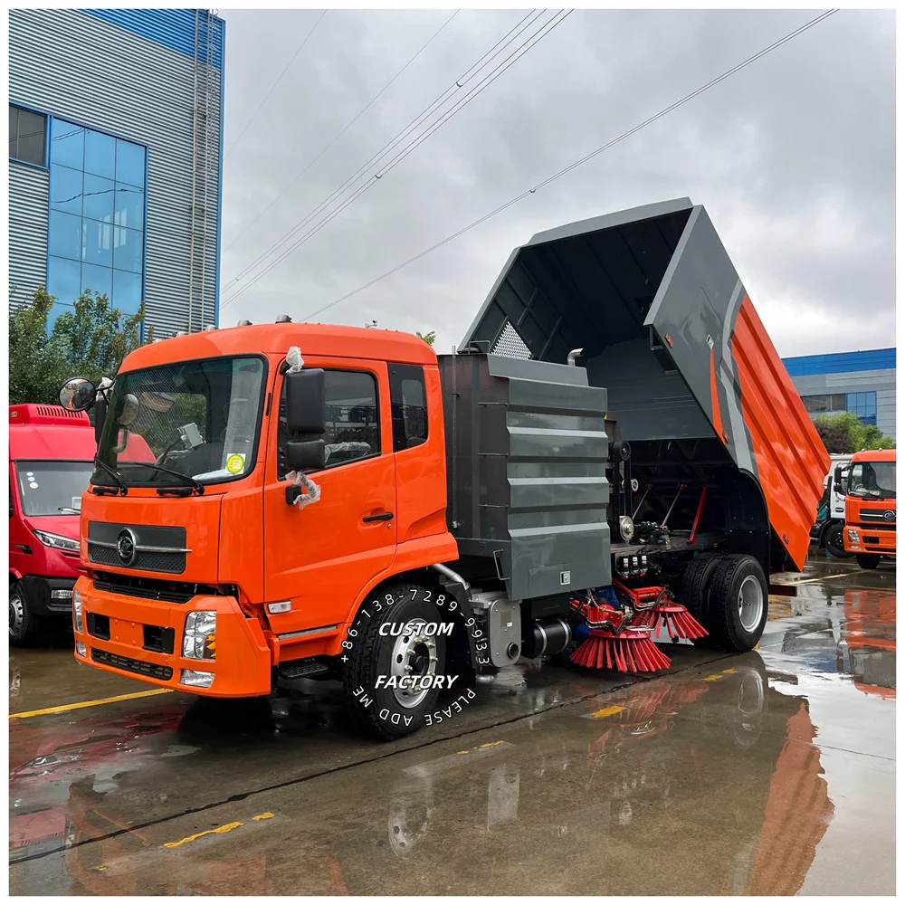 China Factory sale good price Dongfeng 16 cube Road Washing and Sweeping Truck Road Sweeper Truck for sale factory export