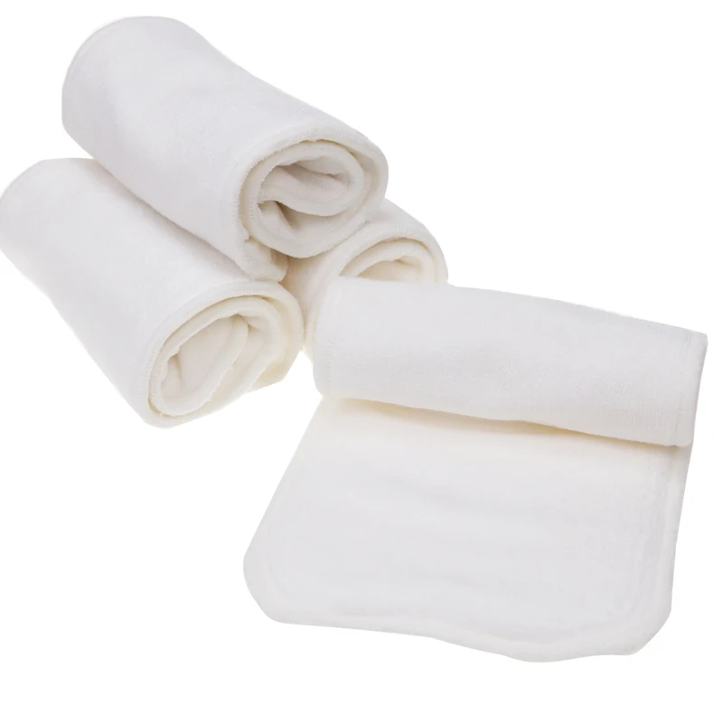 High Absorbent Baby Nappy Liners Reusable 4 Layers 35cm Bamboo Fiber Baby Diaper Inserts