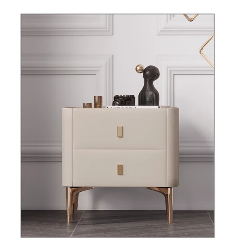 Smart Bedroom Furniture Slate Top Drawer Nightstand Modern Wireless Charger White Smart Nightstand Luxury Nightstand