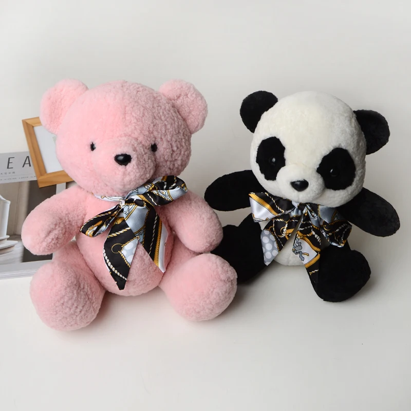 
lovely custom panda plush toy elephant zebra bear panda hippo wild animal toy set 