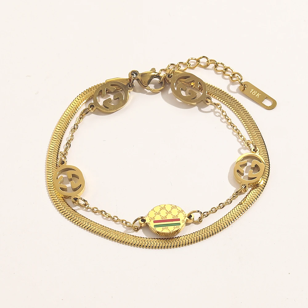 Hot Selling Bracelet Jewelry Stainless Steel Earrings Necklace Fashion Brans Letter C Bracelet For Women Gifts Jewelry