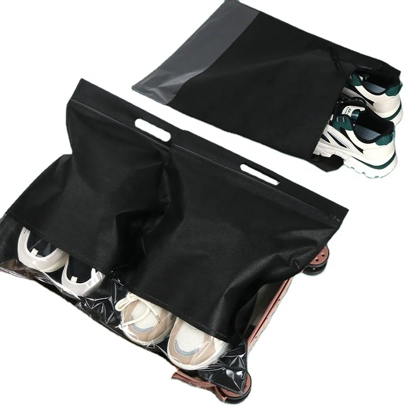 Non-woven zipper bag wholesale dust shoes clothes storage bag spot shoe washing shop with packaging bags printed logo