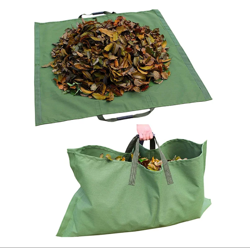 Садовый мешок для мусора, многоразовый тяжелый садовый мешок для мусора, для очистки, военная холщовая ткань