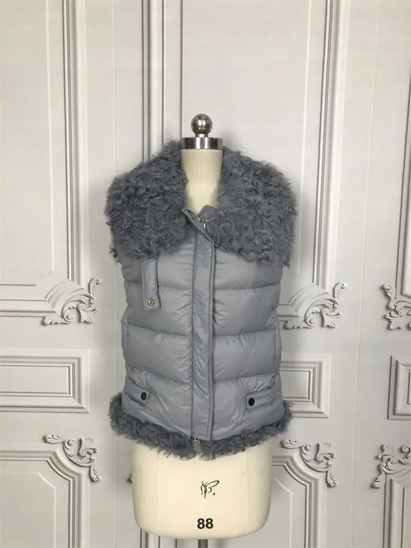 MONETCAT Stylish down vest jacket and faux rex fur vest