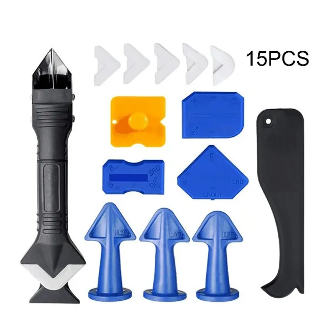 JNZ other hand tools 3 in 1 Silicone Grout Sealant Caulking Finishing Tools Set Kit Corner Caulk Removal Tool Kit