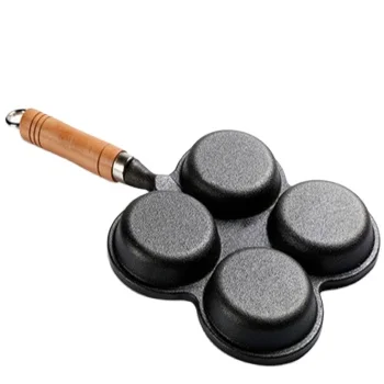 Factory Sell Direct Square Shape 4 cups iron cast non stick omelet frying pan