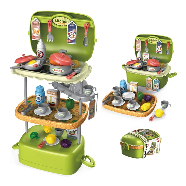 Children kitchen toy set foldable easy to store storage bag exquisite kids kitchen toys set with accessories