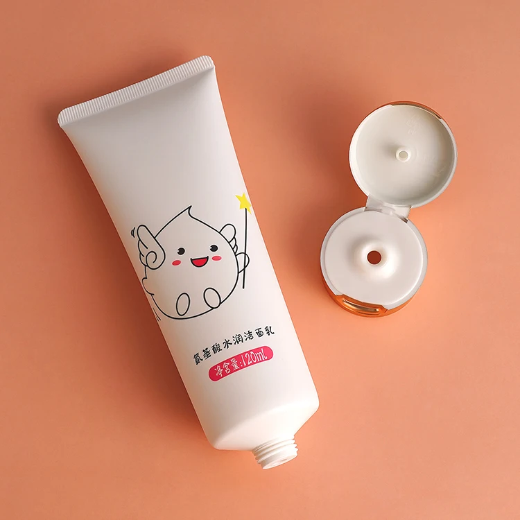 120ml Customized Printing Cosmetic Plastic Packaging Skincare Cream Container Hand Cream Packaging With Flip Top Cover