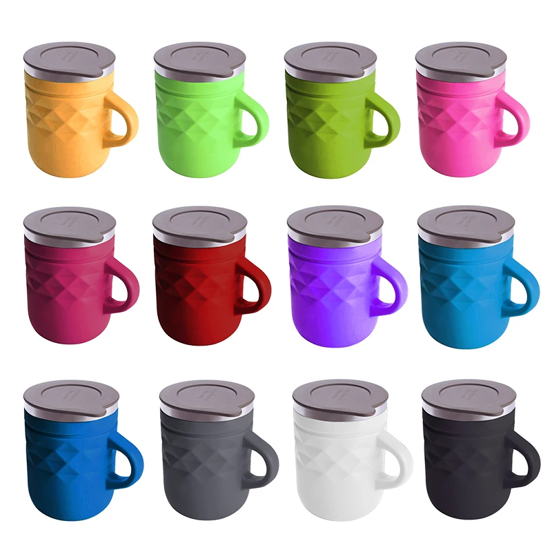 Хит продаж персонализированная бутылка для воды кофейная кружка из нержавеющей стали с вакуумной изоляцией резиновой чайная ручкой