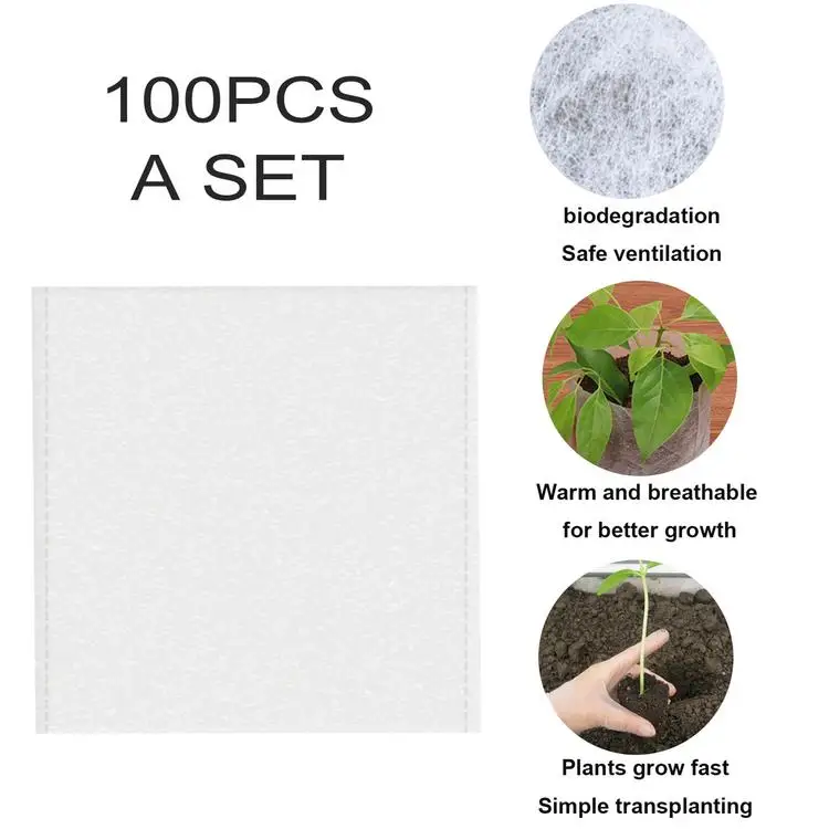 
100PCS Nursery Bags Plant Grow Bags Fabric Seedling Pots Biodegradable Seedling Pots Eco-Friendly Aeration Planting Bags 