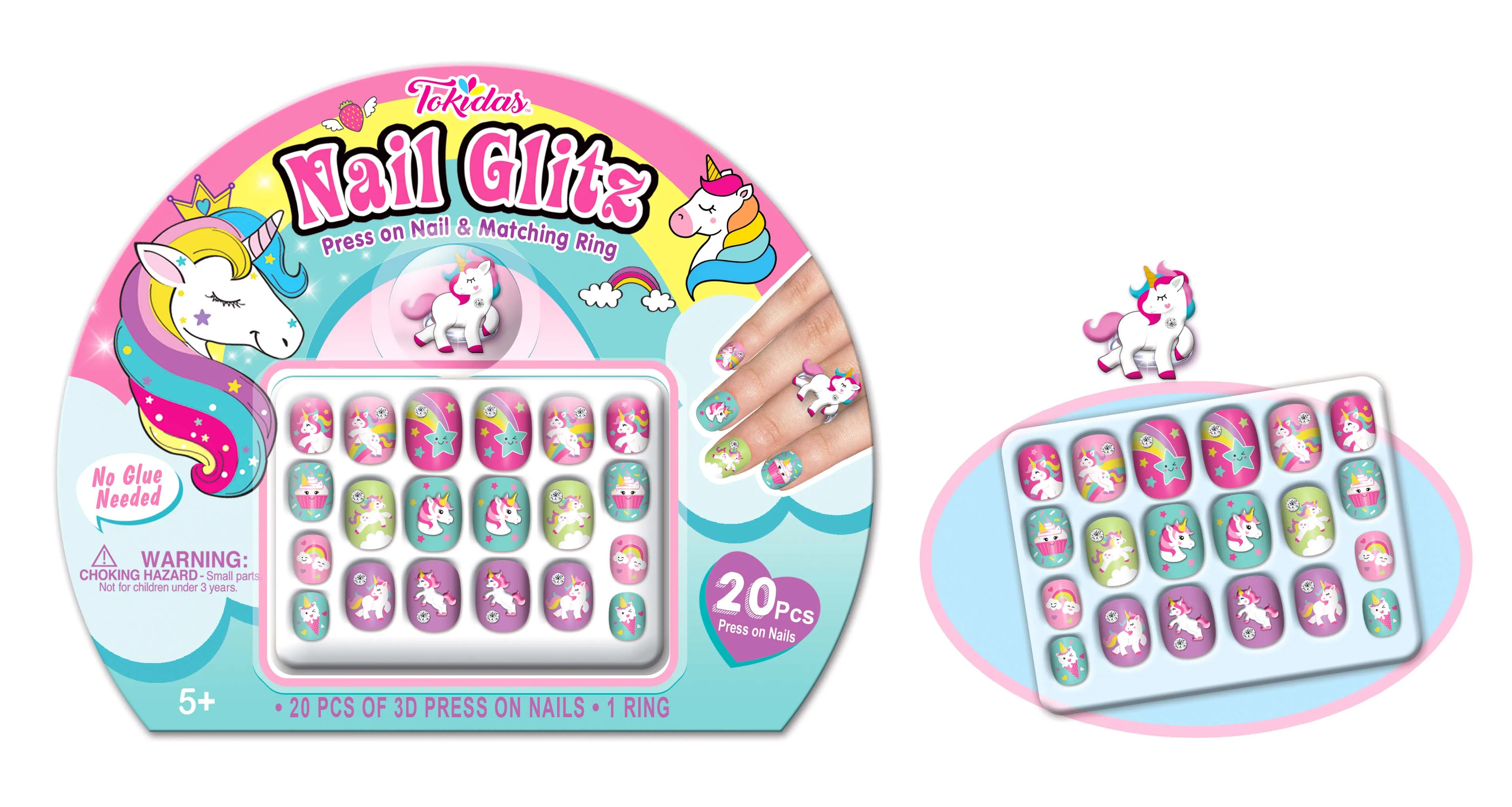 2023 Children makeup  Pretend Makeup for Girls DIY ring  kits Bling Bling press on  Nail