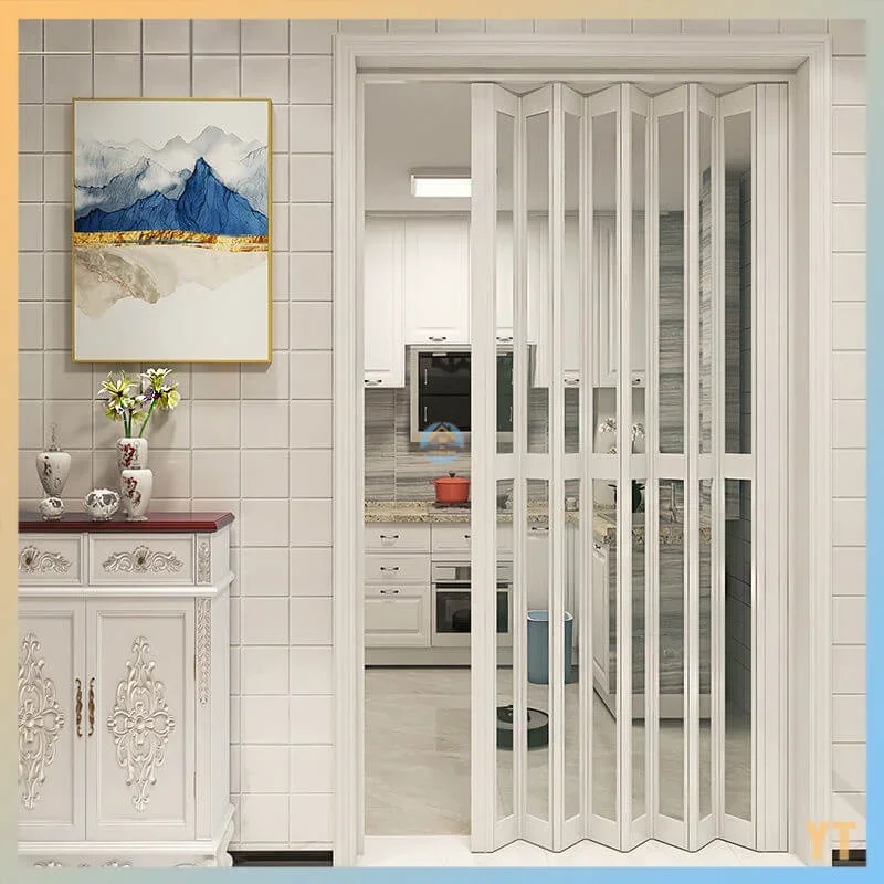 China Manufacturer Bi-folding Pvc Sliding Doors For Houses Interior Bathrooms Folding Door Plastic Insulation Waterproof