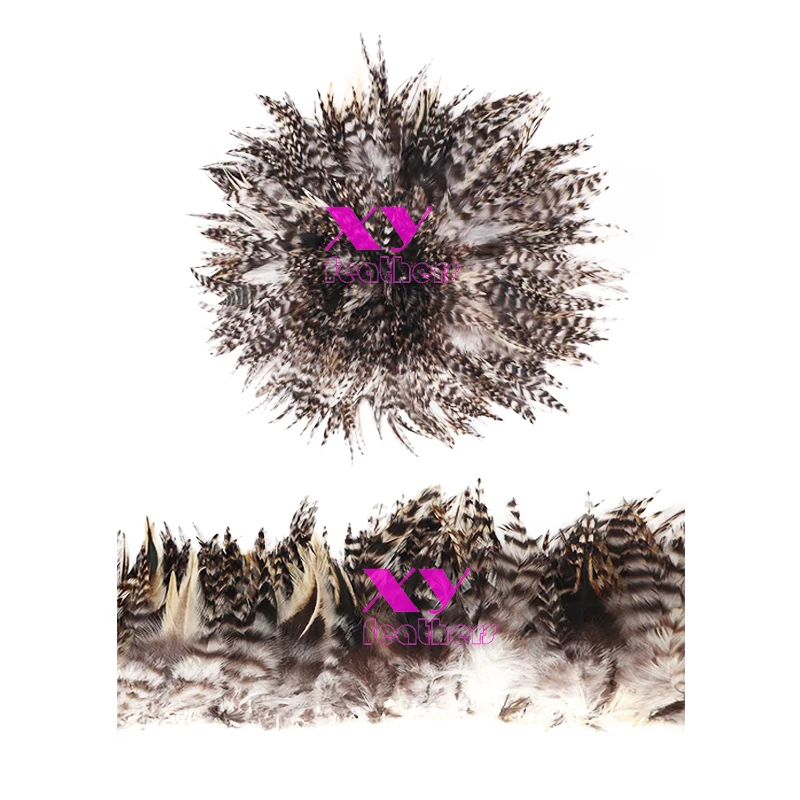 Cheap rooster saddle hackle feathers natural grey chinchilla hackle strung feathers
