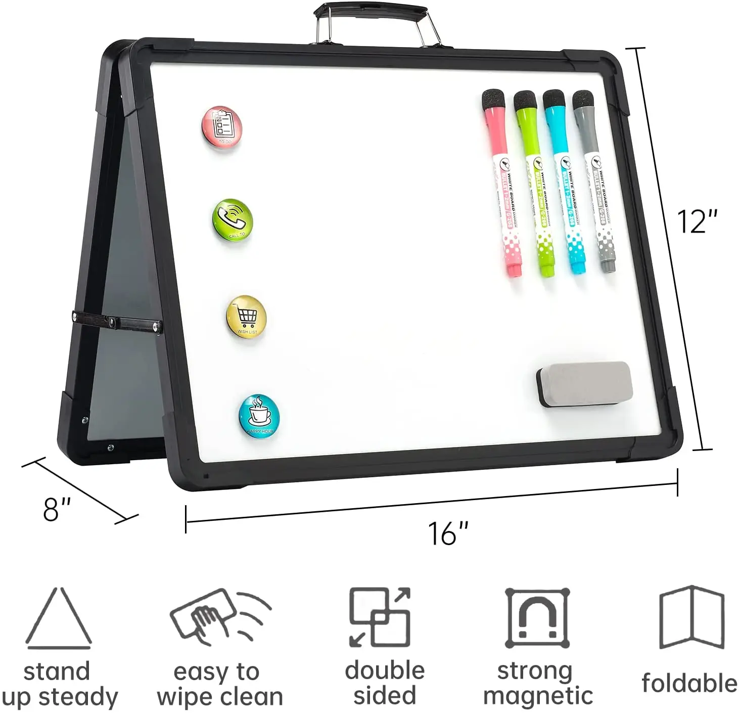 Multifunction White Board Stand Movable White board for Student Usage 40*30 Board with Hand Holder