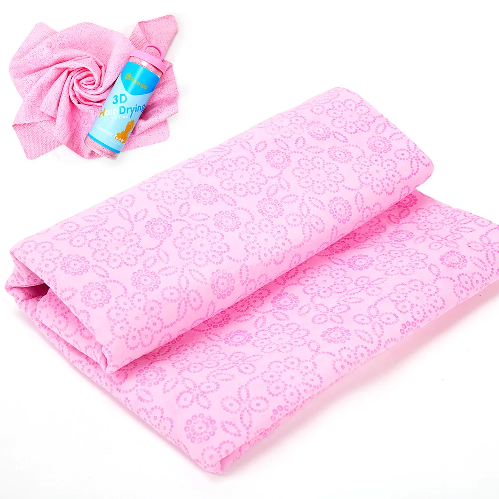 Low price wholesale multi-color customized 3D pva carving cosmetics towel Super absorbent hair drying towel