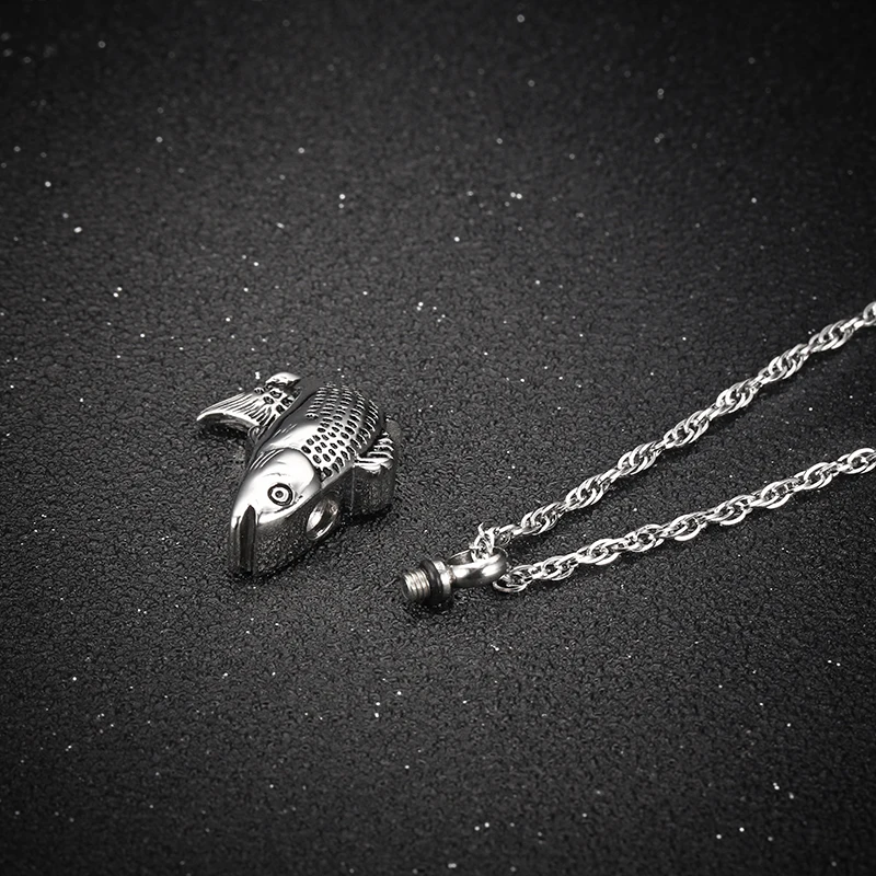 Ожерелье для кремации кораллового питомца из нержавеющей стали, ювелирные изделия, зола, урна для питомца, рыба, подвеска, ожерелье, мини-урна для человеческого питомца