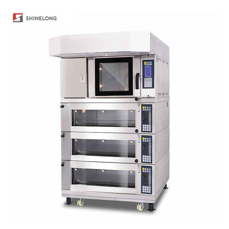 Hot Air Convection Oven 4 Tray Commercial Combined Double Deck Electric Oven with Under Shelf