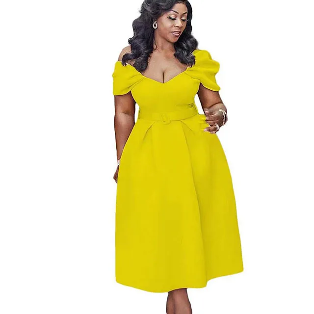 2023 Summer New Elegant High-waisted Full Swing Cocktail Evening Dress European Large Size Women Dresses